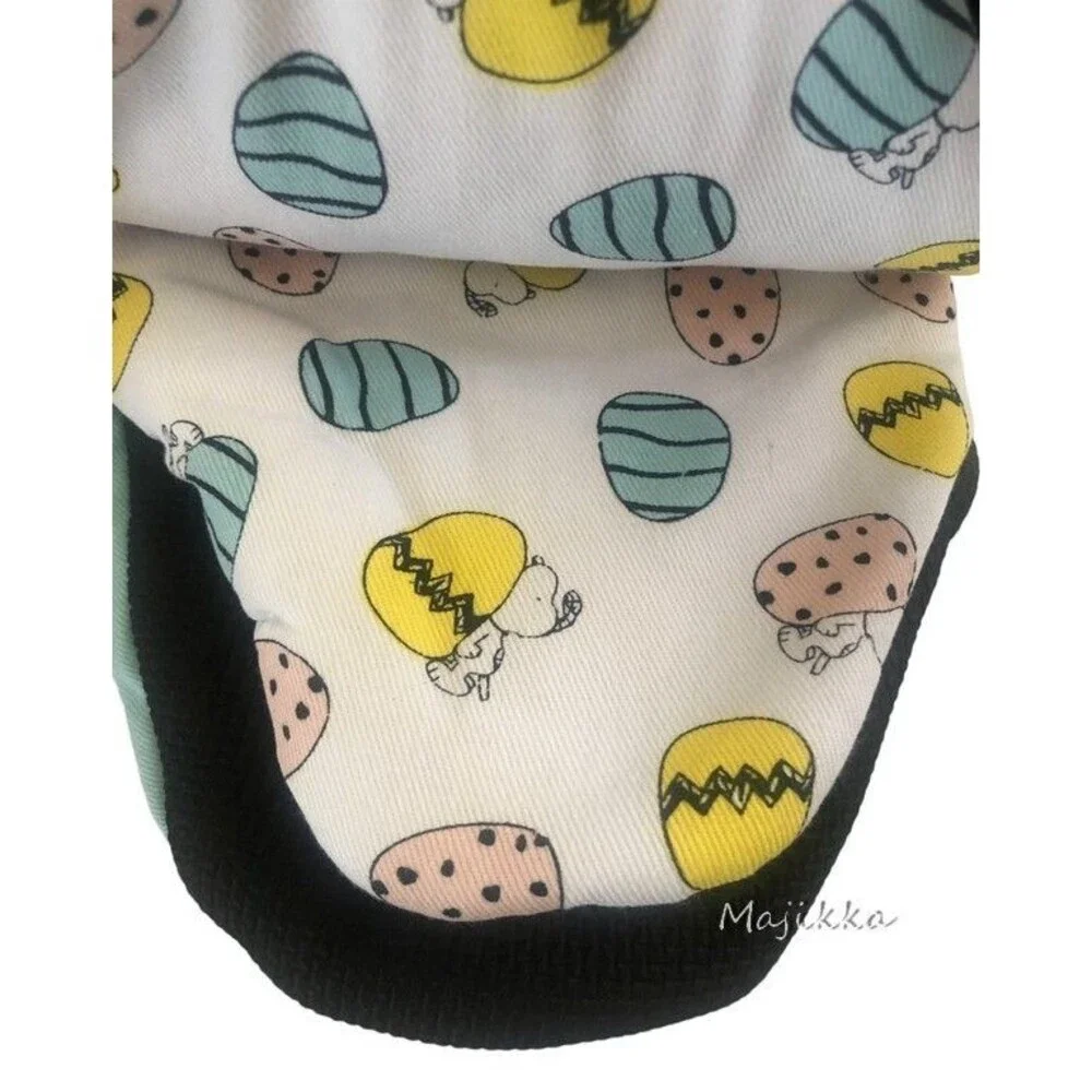 Happy Easter Peanuts Snoopy Mini Oven Mitts Colored Egg Neoprene Cotton Set of 2